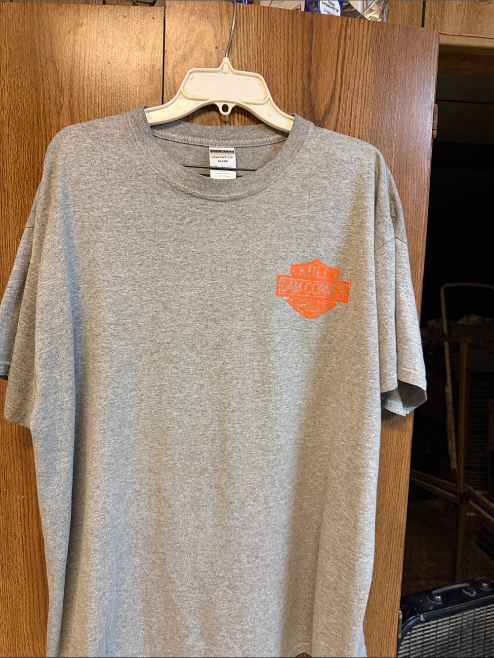 Jerzees Gray Short-Sleeve Tee with Orange Chest Logo